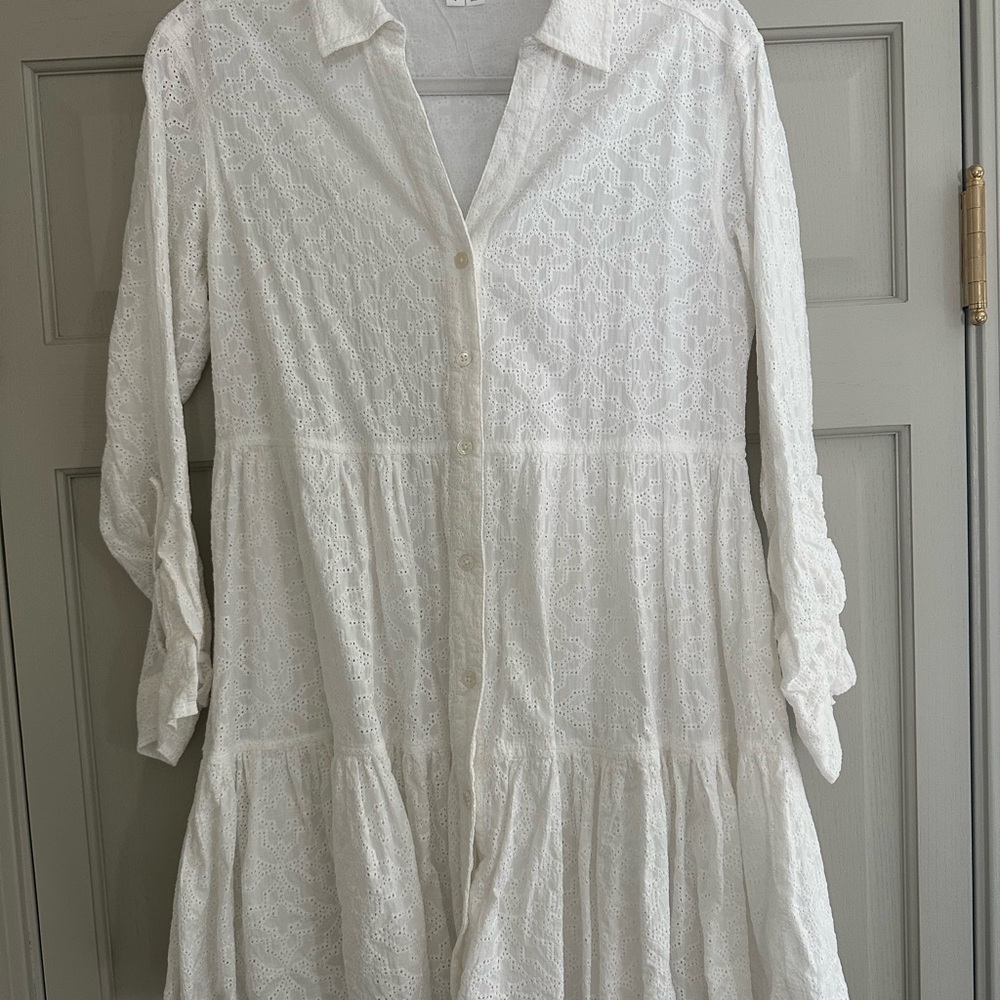 Veronica Beard White Long Sleeve Dress